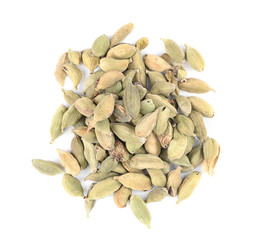 Cardamom seeds isolated on white