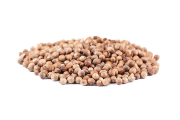 Coriander seeds isolated on white