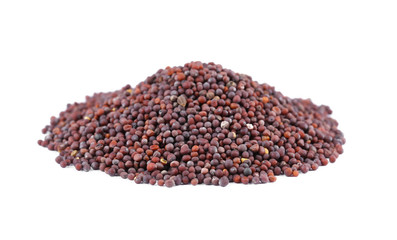 Black mustard seeds isolated on white