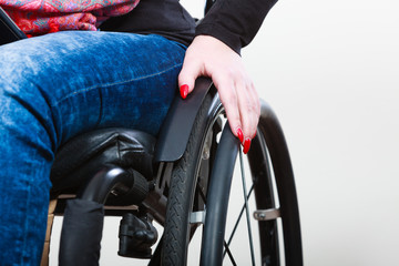 Disabled young girl on wheelchair.