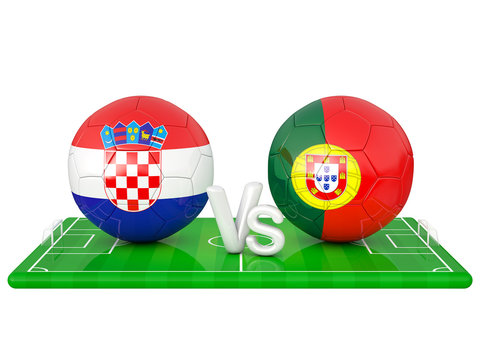Croatia / Portugal soccer game 3d illustration