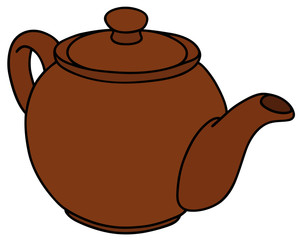 Brown ceramic pot / Hand drawing, vector illustration