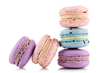 Tasty macaroons, isolated on white