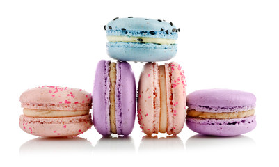 Tasty macaroons, isolated on white