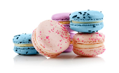Tasty macaroons, isolated on white