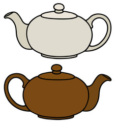 Light and dark ceramic pots / Hand drawing, vector illustration