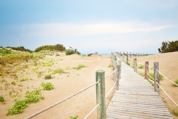 Sand dunes at the beach of Tarragona in Spain