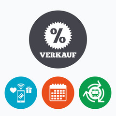 Verkauf - Sale in German sign icon. Star.