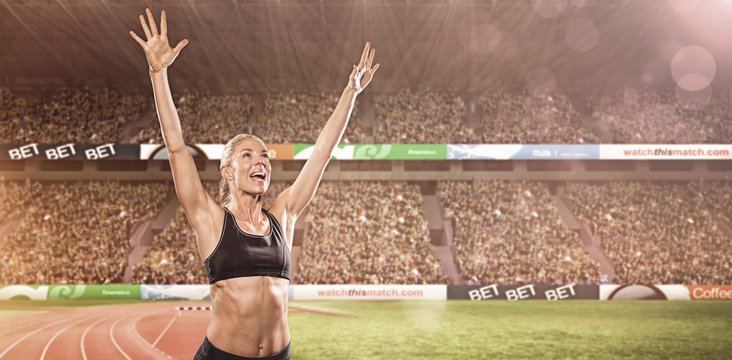 Female Athlete Posing After Victory