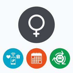 Female sign icon. Woman sex button.