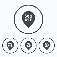 Sale pointer tag icons. Discount symbols.