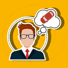 businessman thinking car design, vector illustration eps10 graphic 