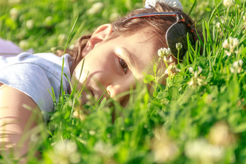 outdoor portrait of young child girl on natural background