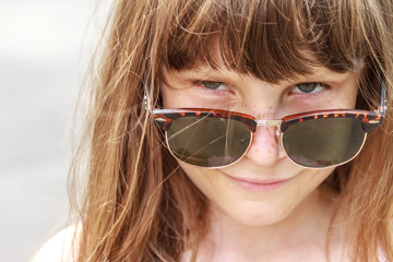 outdoor portrait of young child girl on natural background