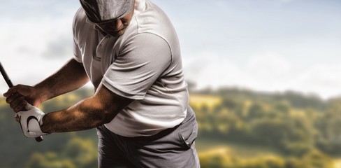 Image composite du portrait d& 39 un joueur de golf prenant une photo