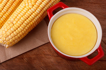 Brazilian sweet custard-like dessert curau de milho mousse of co