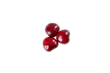 Three sweet and fresh cherry