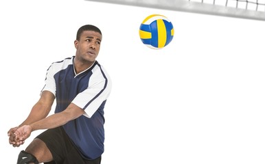Sportsman posing while playing volleyball