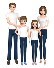Fototapeta premium 3D illustration character - Portrait of good family.
