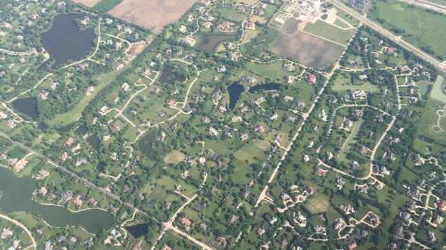 4K aerial of a suburban neighborhood in the USA