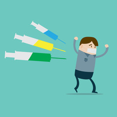 Patient run away from Syringe