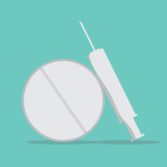 Pill drug and Syringe icon.