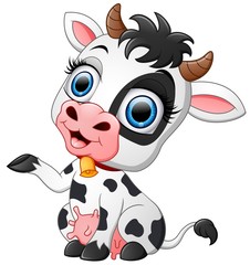 Happy cow cartoon presenting