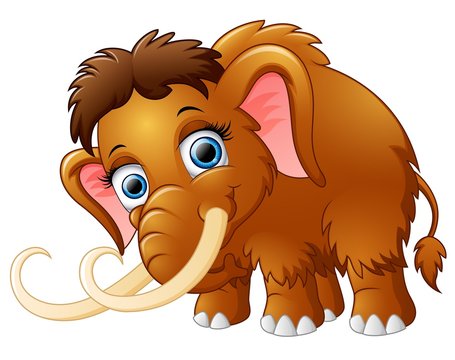 Cartoon mammoth isolated on white background