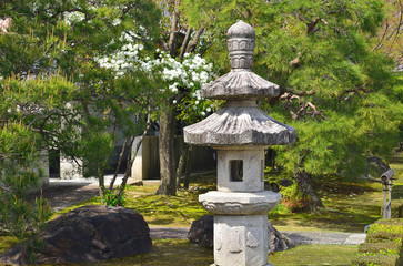 Stone lantern of Japanese garden, Kyoto Japan.