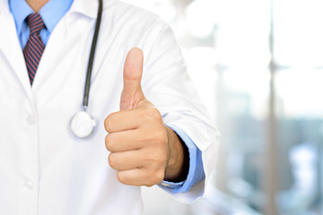 Doctor hand giving thumbs up