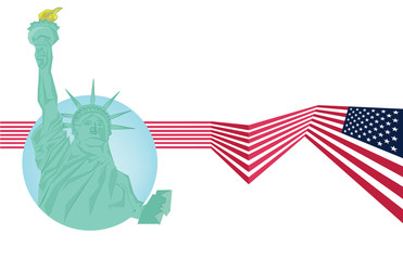 Vector - Statue of Liberty and USA flag