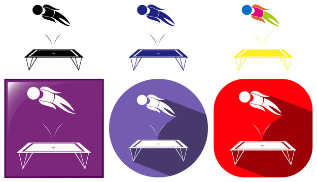 Trampoline jumping icon in three designs