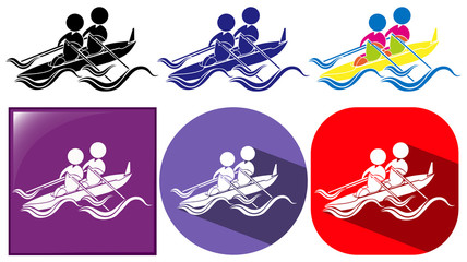 Three designs of kayaking icon