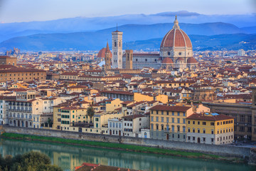 Fototapeta na wymiar View to Florence in the morning from the Michelangelo Square