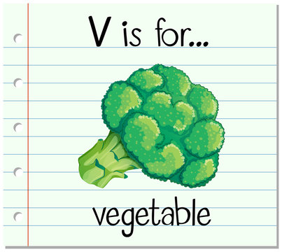 Flashcard letter V is for vegetable