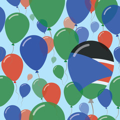South Sudan National Day Flat Seamless Pattern. Flying Celebration Balloons in Colors of South Sudanese Flag. Happy Independence Day Background with Flags and Balloons.