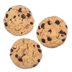 Chocolate chips cookie isolated on white background