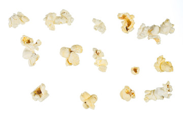 Popped popcorn kernel isolated on white background