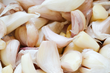 Close up on pile of garlic clove