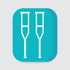 Crutches sign button vector illustration