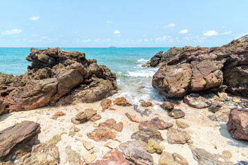Rocks , sea and blue sky on Koh Kudi a part of Samet Island, Rayong, Thailand.