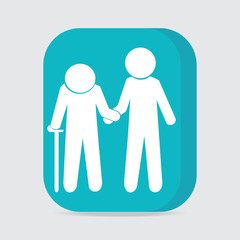 Man helps elderly patient icon