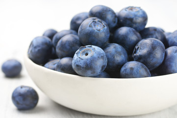 Blueberries in white bowl