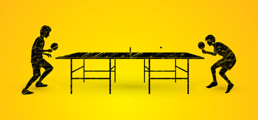 Ping pong 2 player designed using grunge brush graphic vector.