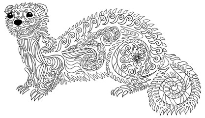 Hand drawn ferret with high details.