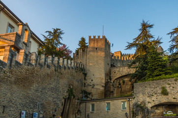 San Marino, Italy April 30 2014  The streets of San Marino lead to the castle of Rocca della Guaita