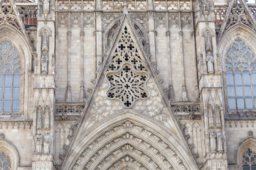 Details of Barcelona Cathedral in Gothic Quarter, Spain