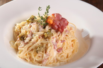 Spaghetti Carbonara with bacon