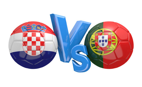 Football competition between national teams Croatia and Portugal, 3D rendering