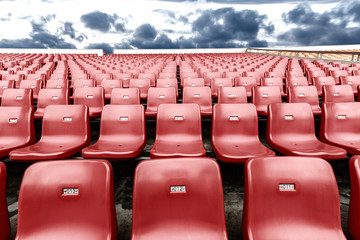 Empty seats in an open stadium